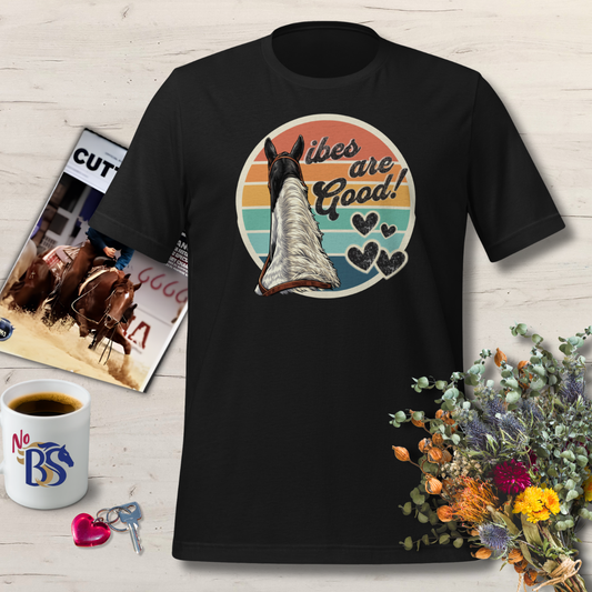 06 Vibes are Good! Retro Summer Horse Riding Shirt