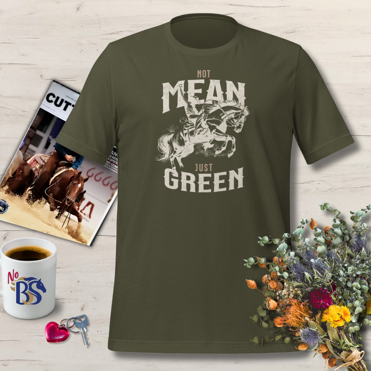 Not Mean Just Green- Horse Auction Tee