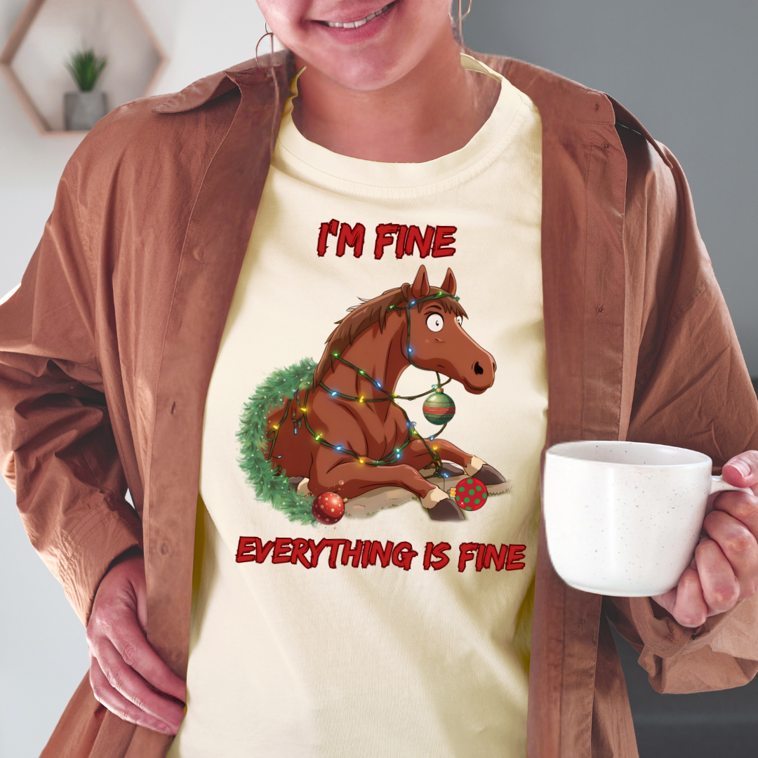 I'm Fine Funny Christmas Horse Tee