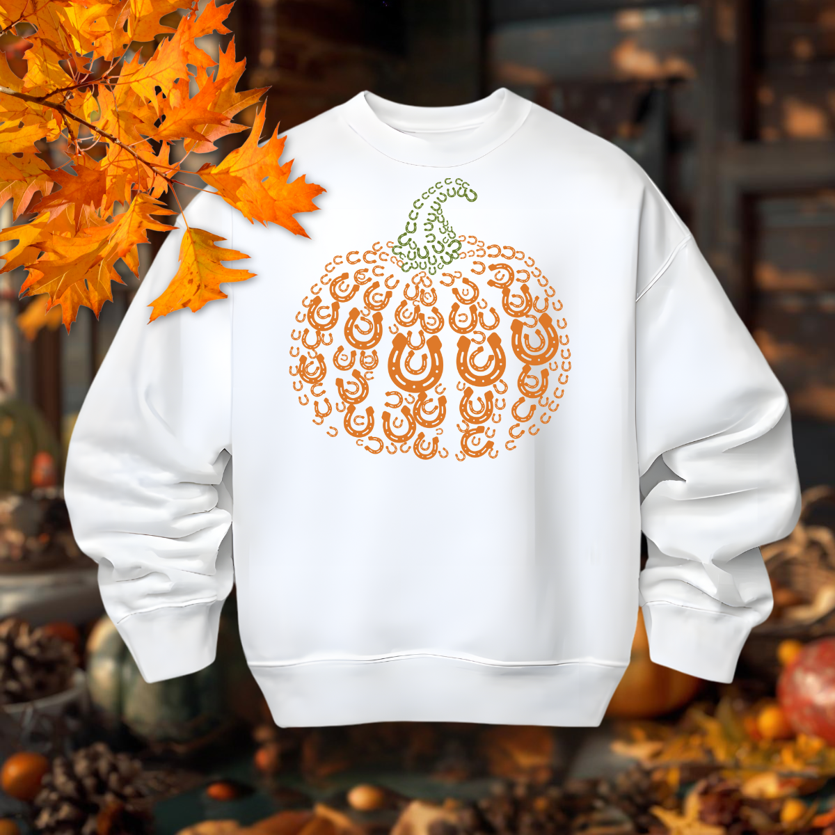 z Horse Shoe Pumpkin Fall Sweatshirt