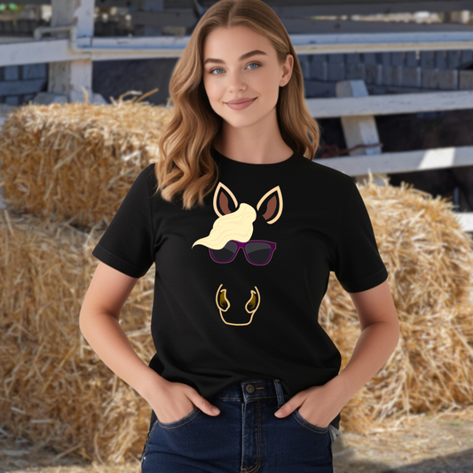 Blonde Horse Wearing 80's Sunglasses Tee