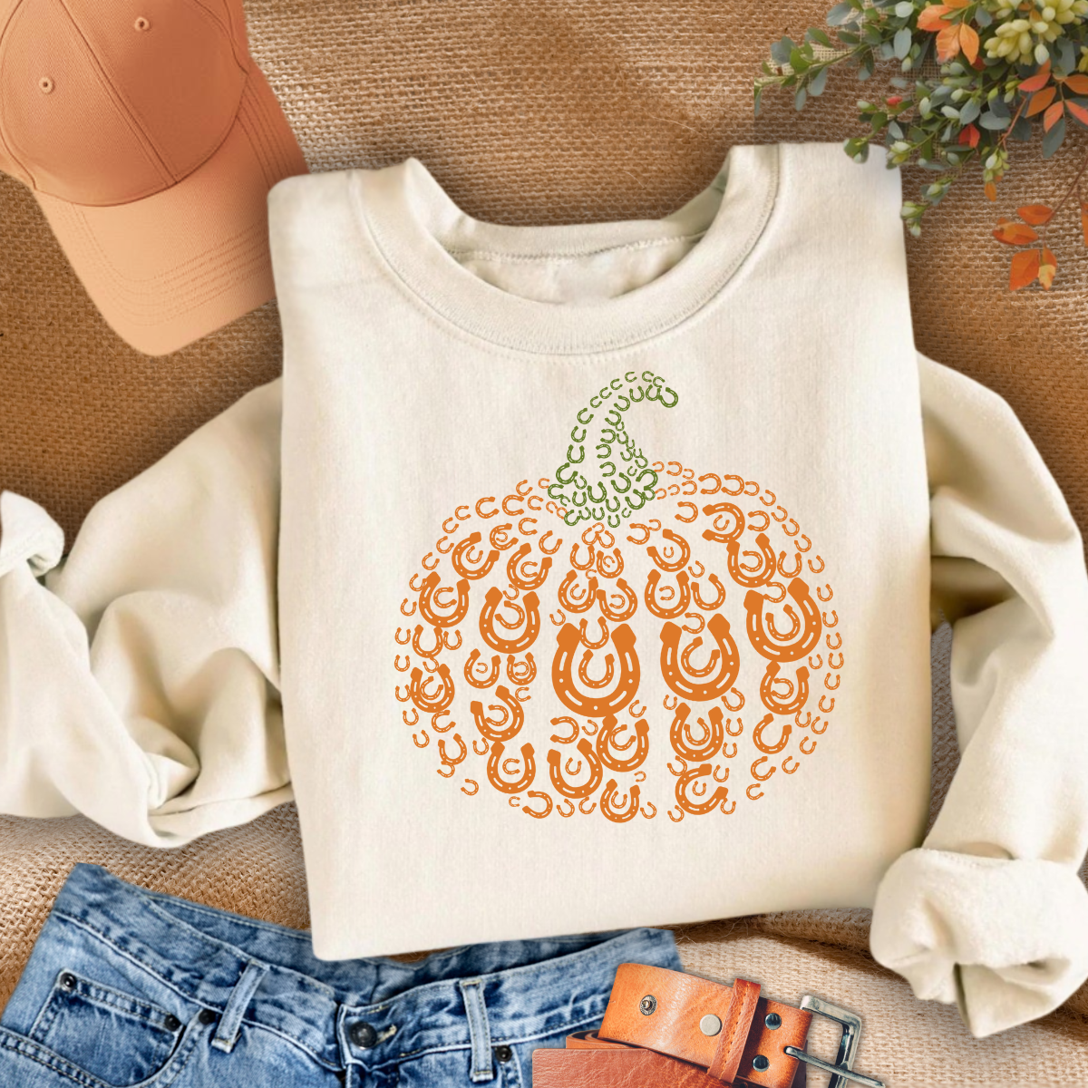 z Horse Shoe Pumpkin Fall Sweatshirt