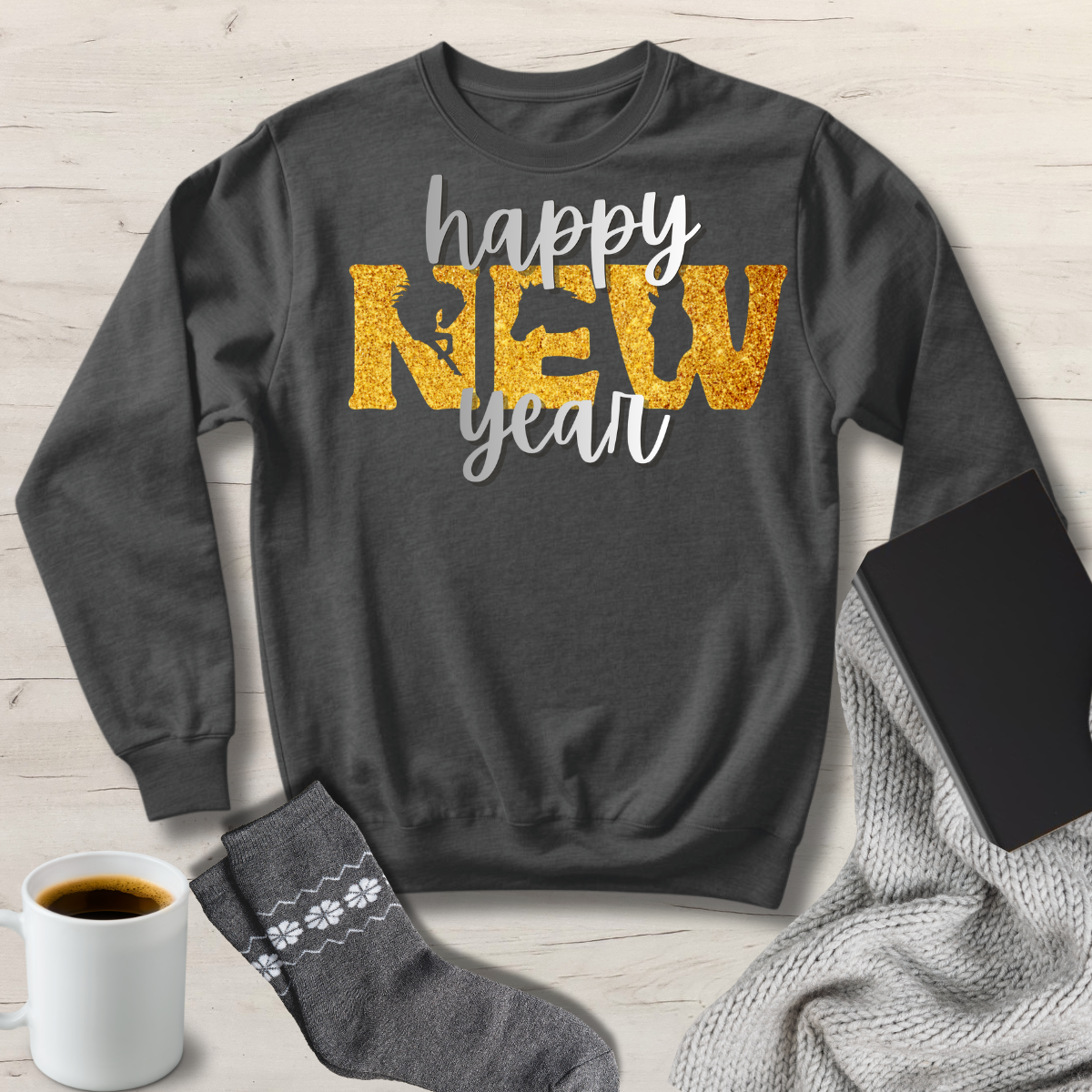 z Happy NEW year horse head sweatshirt