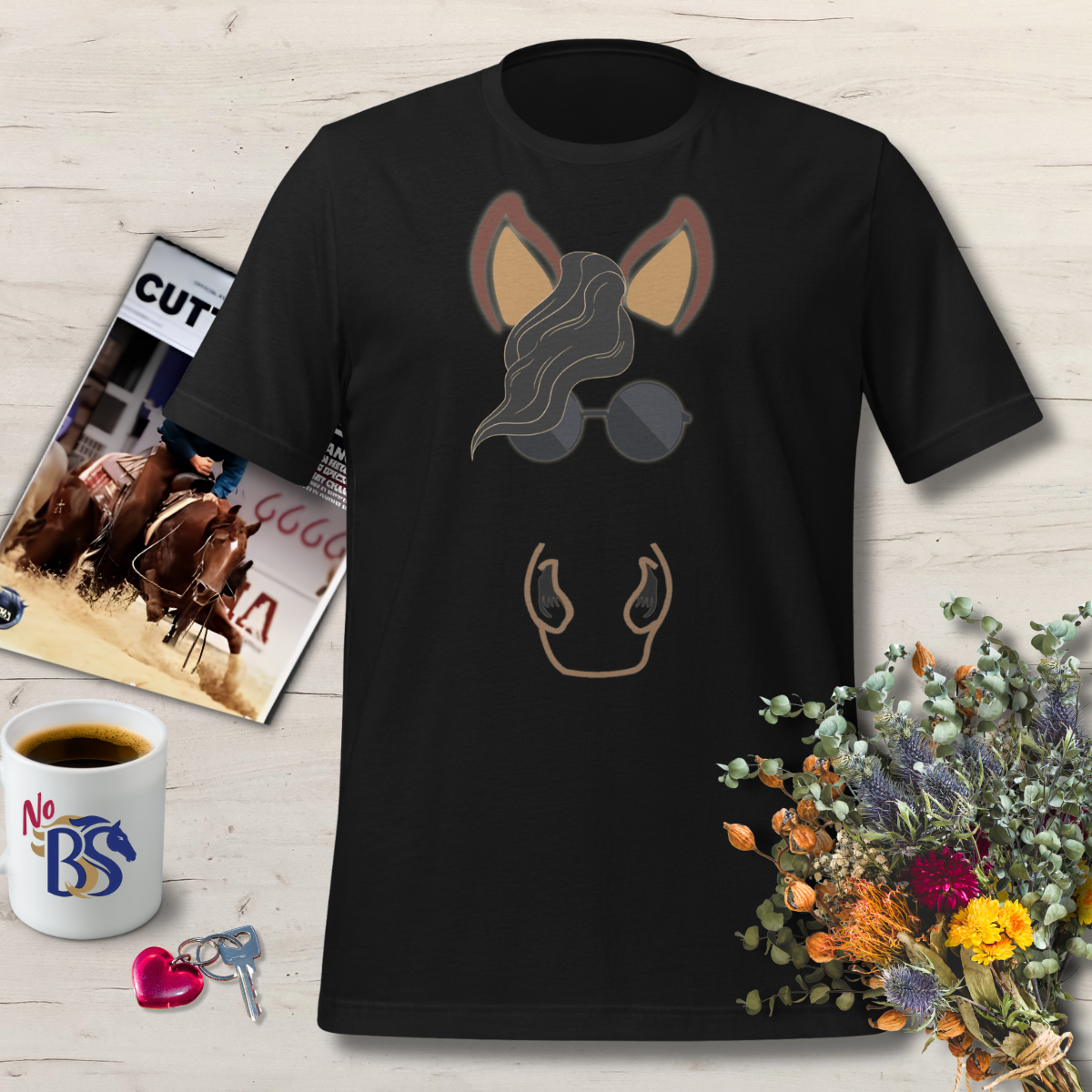 Horse Wearing Vintage 60's Sunglasses T-Shirt