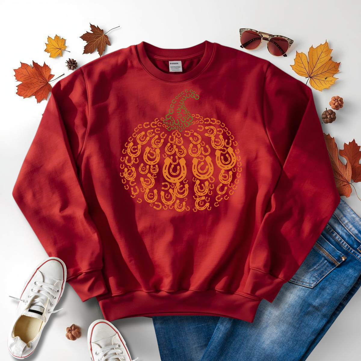 z Horse Shoe Pumpkin Fall Sweatshirt