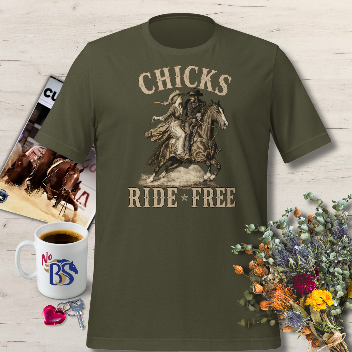 Chicks Ride Free- Men's Horse Shirt