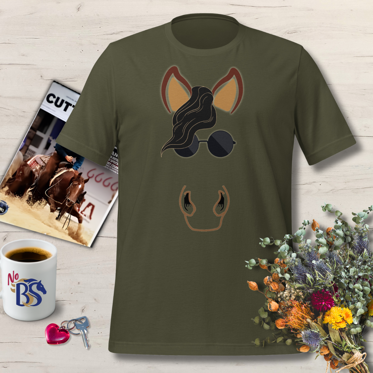 Horse Wearing Vintage 60's Sunglasses T-Shirt