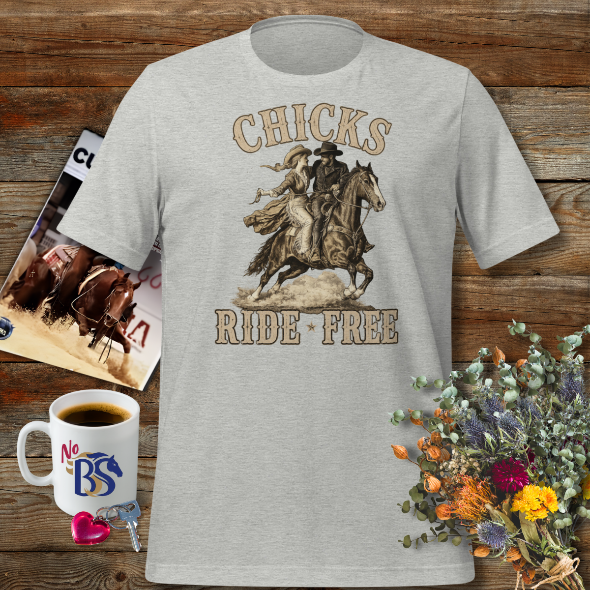 Chicks Ride Free- Men's Horse Shirt
