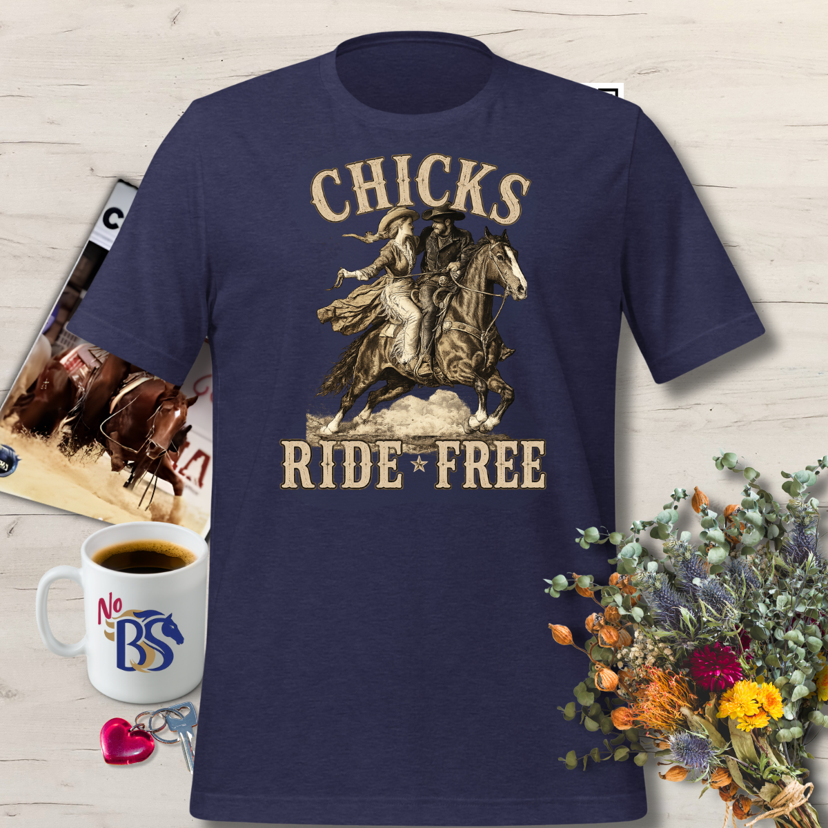 Chicks Ride Free- Men's Horse Shirt
