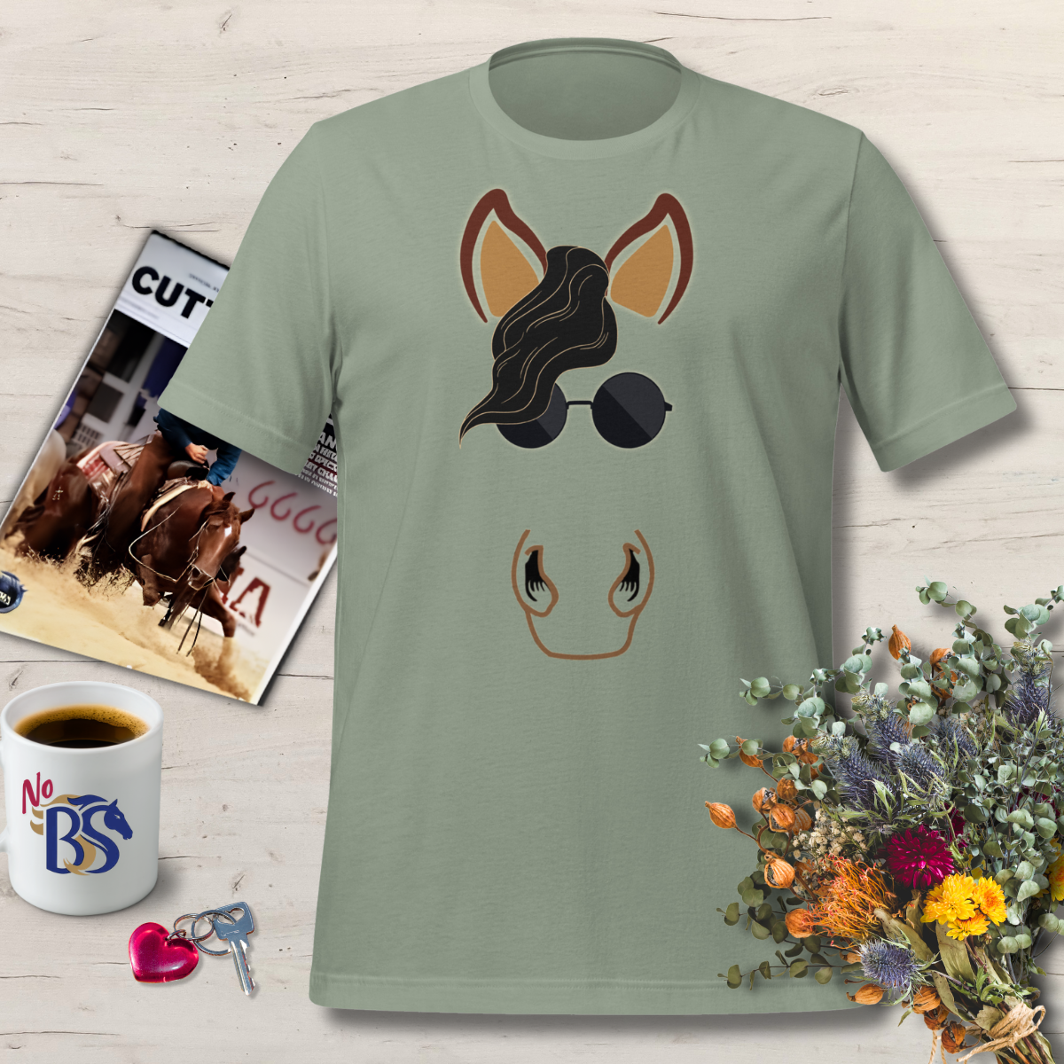 Horse Wearing Vintage 60's Sunglasses T-Shirt