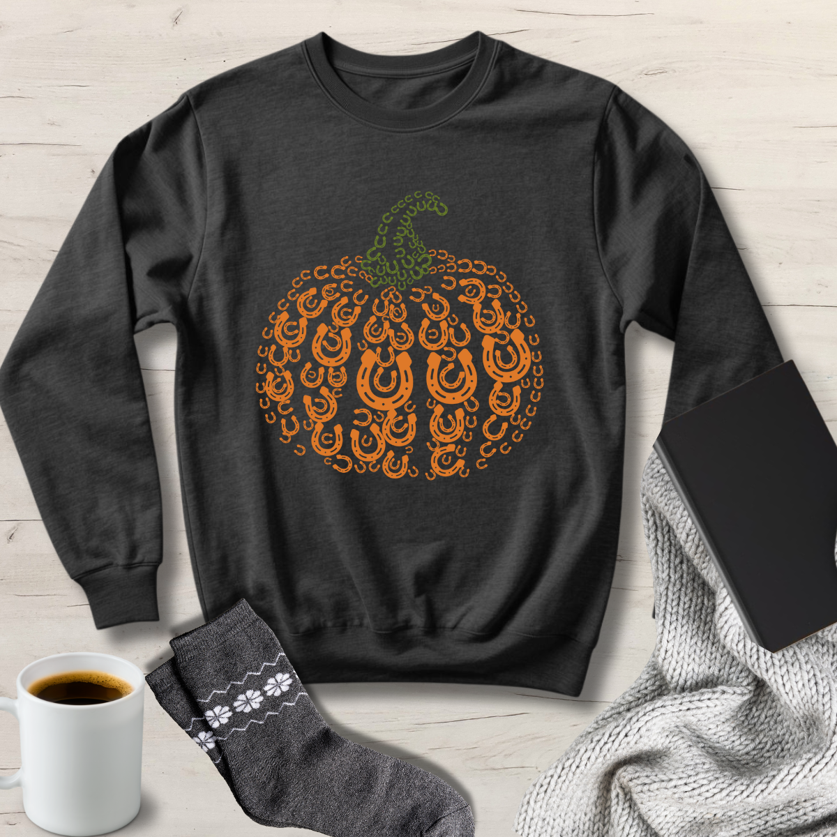 z Horse Shoe Pumpkin Fall Sweatshirt