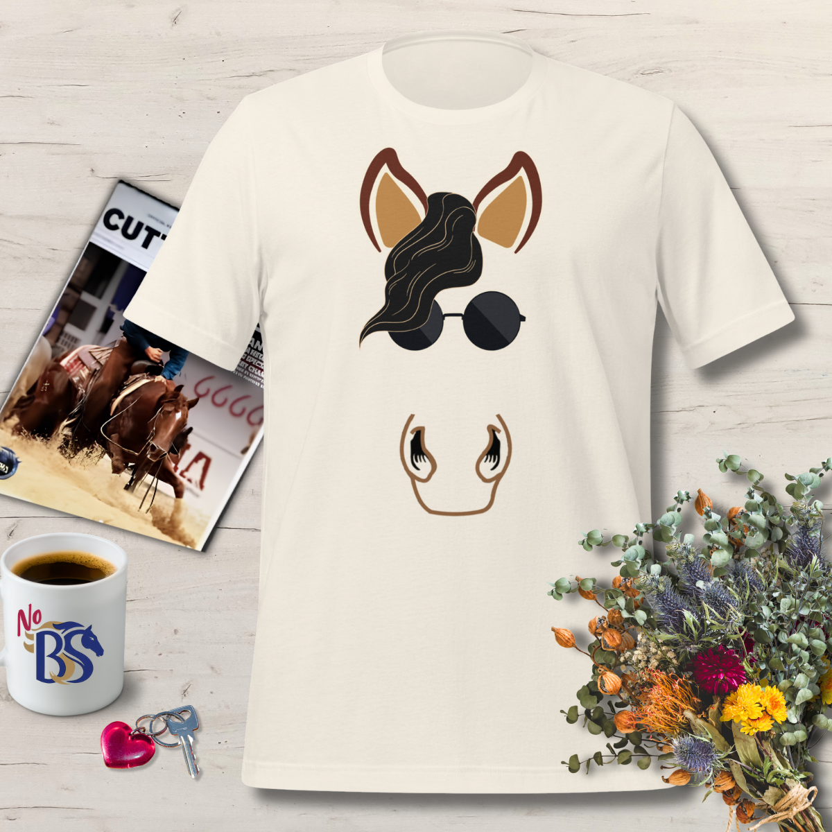 Horse Wearing Vintage 60's Sunglasses T-Shirt